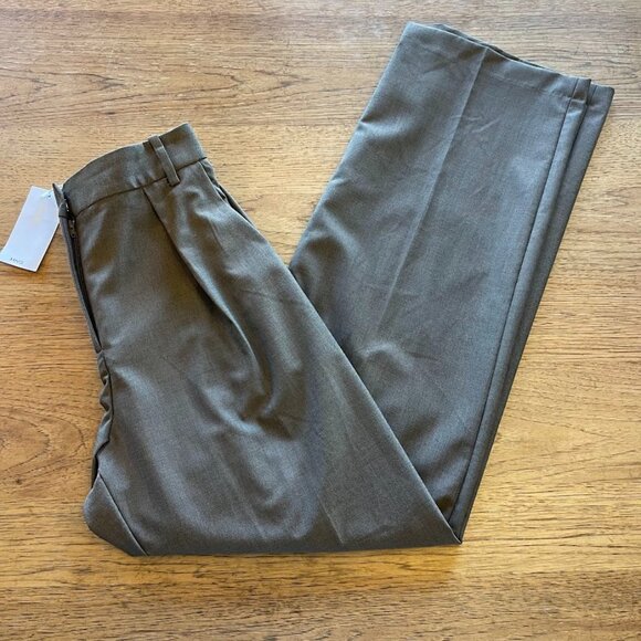 Mango Brown Size 0 Loose fit Pleated High Rise Pants NWT Side Pockets 401 - Picture 1 of 3